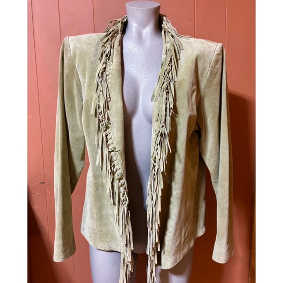 DIALOGUE Washable Suede Fringe Jacket L - Picture 10 of 12
